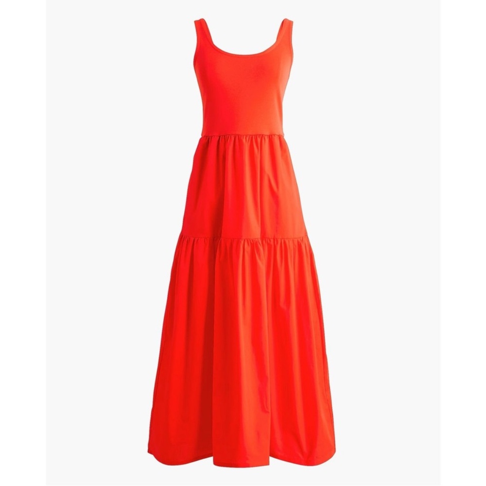 J Crew Factory Tiered Red Maxi Dress
